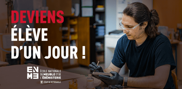 visuel deviens élève d'un jour à l'École nationale du meuble et de l'ébénisterie où on voit un élève